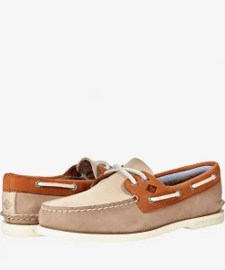 Oxford & Evergreen Sperry Authentic Originals 2-Eye Plushwave Tri-Tone Boat Shoes, Tan Multi