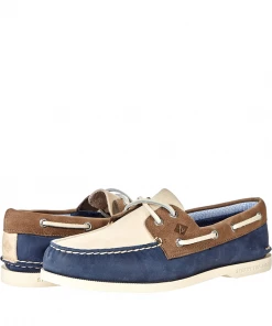 Oxford & Evergreen Sperry Authentic Originals 2-Eye Plushwave Tri-Tone Boat Shoes, Navy Multi