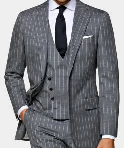 Oxford & Evergreen Suitsupply Lazio Suit, Fair Wear & Carbon Neutral, Light Grey Stripe Clothing