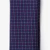 Oxford & Evergreen Accessories Ties.com Ashland Cotton Pocket Square, Navy Blue With Red & White Pattern