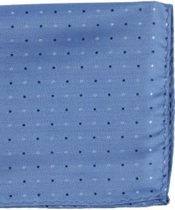 Oxford & Evergreen The Tie Bar Jpl Dots Pocket Square, Light Blue With Navy Blue & White Dots
