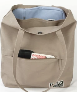 Oxford & Evergreen Terra Thread Organic Cotton Large Tote Bag (Dunia Tote), Sand Dune (10 Colors) Bags & Baggage