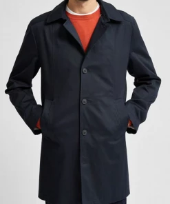 Oxford & Evergreen Thread Organic Cotton Classic Stretch Car Coat, Navy