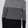 Oxford & Evergreen Thread Organic Cotton Striped Sweater, Navy & White