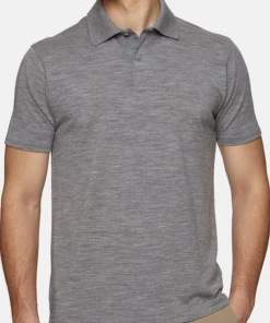 Oxford & Evergreen Clothing Wool&Prince Merino Wool Polo Shirt, Heather Gray
