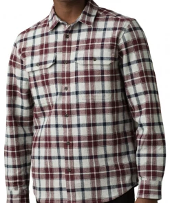 Oxford & Evergreen PrAna Wedgemont Organic Cotton Flannel Shirt, Light Grey Heather