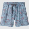 Oxford & Evergreen PrAna 100% Recycled Polyester Bowie E-Waist Shorts, Lune Blue Tropicana Clothing